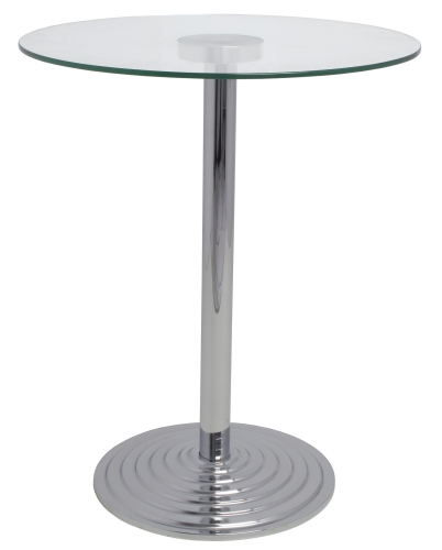MESA PUB DARWIN CROMADA 60 CM - Tampo de Vidro Incolor